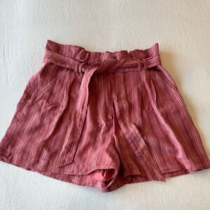 Rebecca Taylor High Waist Striped Shorts in Rose